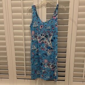 NWOT Lilly Pulitzer Newberri Tank Dress in the Amalfi Blue Leaf It Wild